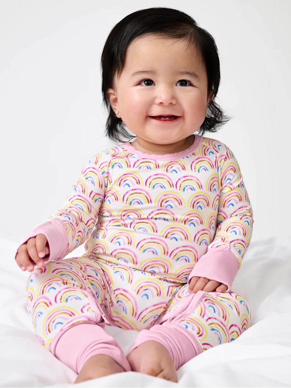 Little Sleepies Pastel Rainbows Zippy Newborn Bamboo Convertible Pajamas